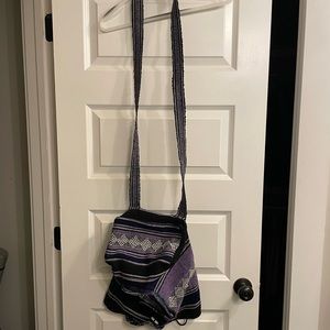 Purple and black hobo bag